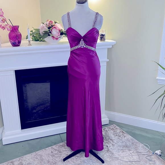 GiGi New York Dresses & Skirts - Gigi Jeweled Satin Purple Prom  Pageant Bridesmaid Dress Size 4 NWOT